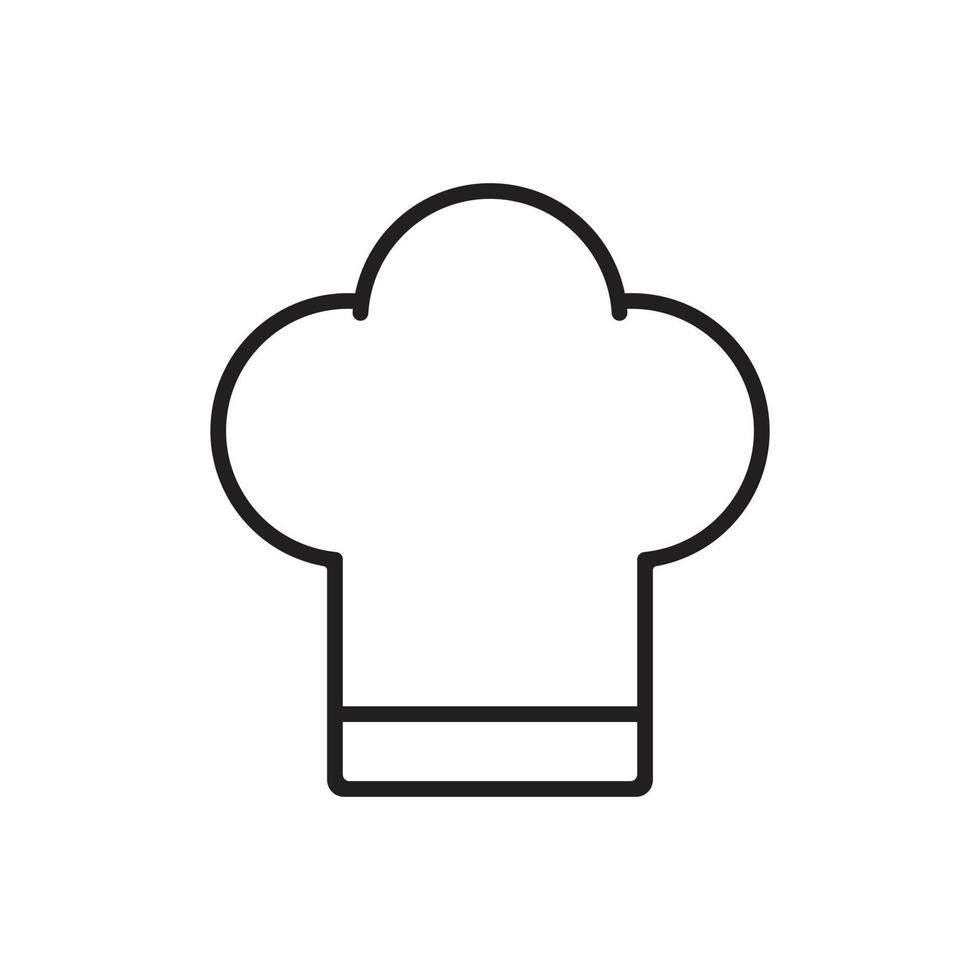 eps10 vecteur noir icône de ligne de chapeau de chef isolé sur fond blanc. symbole de contour de casquette de chef dans un style moderne simple et plat pour la conception, le logo, le pictogramme et l'application mobile de votre site Web