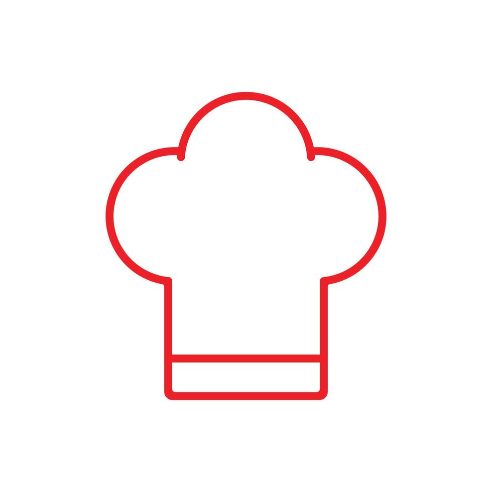 eps10 vecteur rouge icône de ligne de chapeau de chef isolé sur fond blanc. symbole de contour de casquette de chef dans un style moderne simple et plat pour la conception, le logo, le pictogramme et l'application mobile de votre site Web