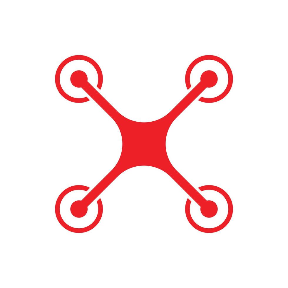 eps10 icône quadcopter drone vecteur rouge isolé sur fond blanc. symbole de caméra volante dans un style moderne et plat simple pour la conception, l'interface utilisateur, le logo, le pictogramme et l'application mobile de votre site Web
