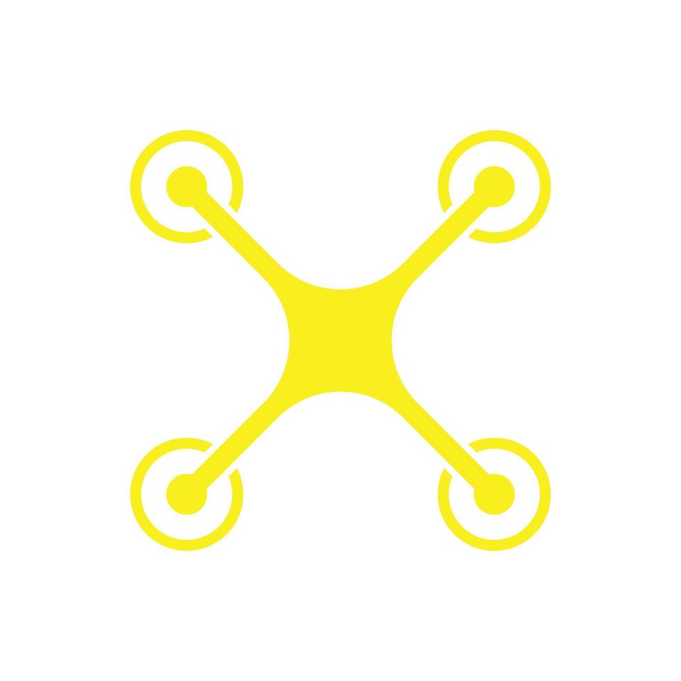 eps10 icône quadcopter drone vecteur jaune isolé sur fond blanc. symbole de caméra volante dans un style moderne et plat simple pour la conception, l'interface utilisateur, le logo, le pictogramme et l'application mobile de votre site Web