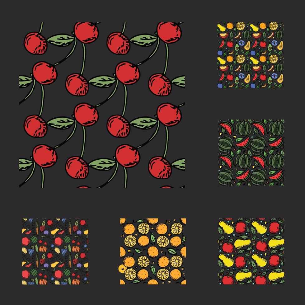 ensemble de différents modèles alimentaires sans soudure. fond de nourriture vecteur doodle