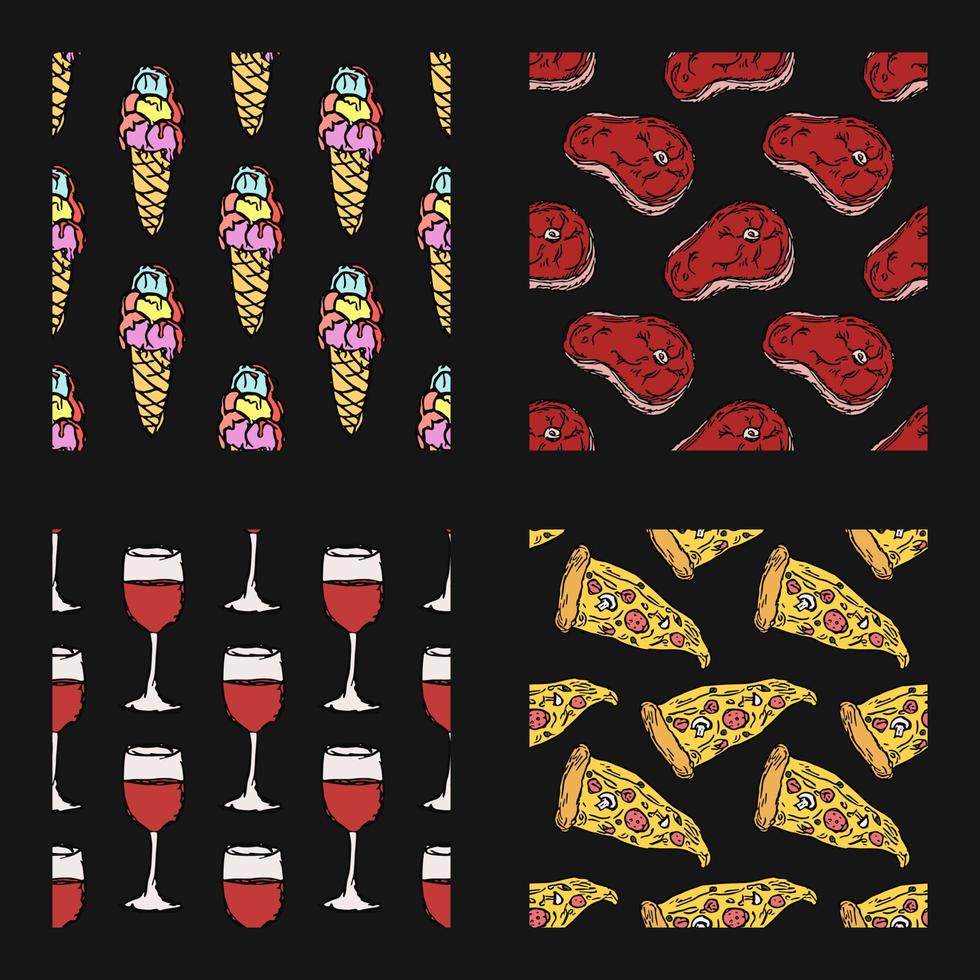 ensemble de différents modèles alimentaires sans soudure. fond de nourriture vecteur doodle