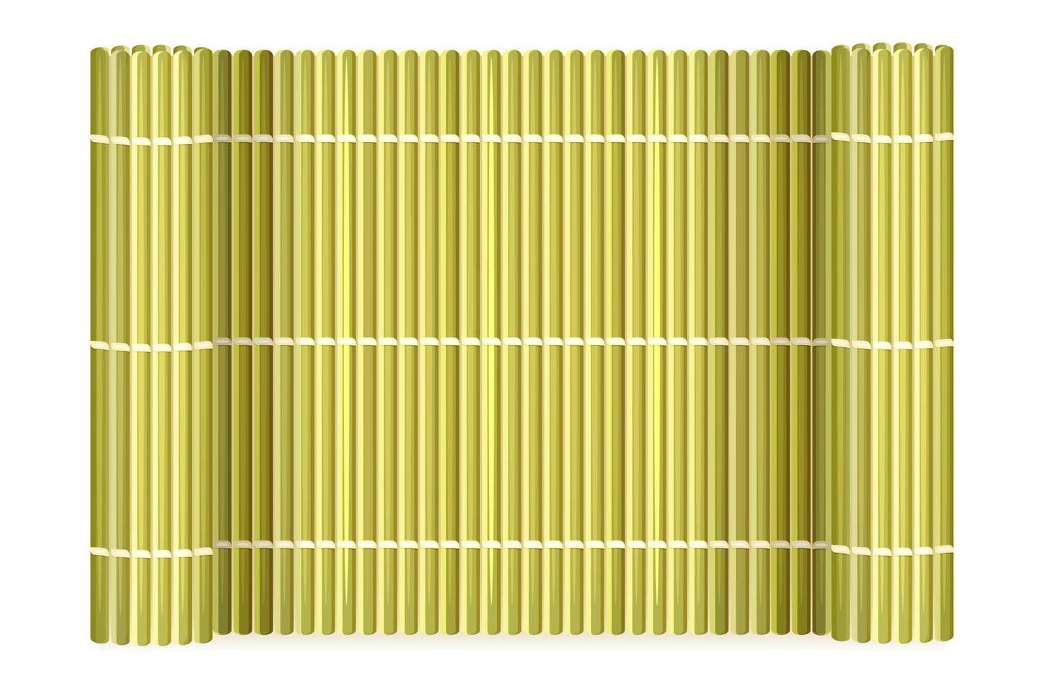 natte de bambou positionnée horizontalement. tapis chinois en paille avec rouleaux. vecteur