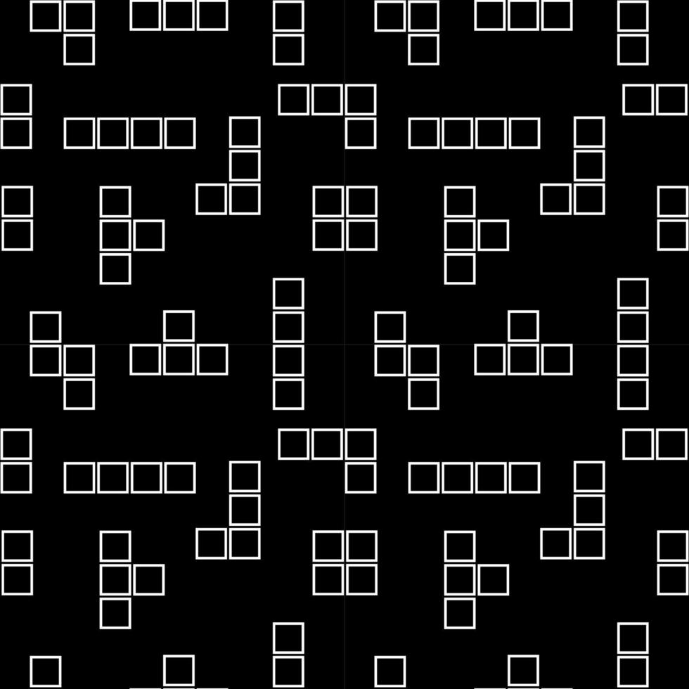illustration vectorielle de forme tetris monochrome. modèle de conception de modèle sans couture. thème de couleur noir et blanc. vecteur