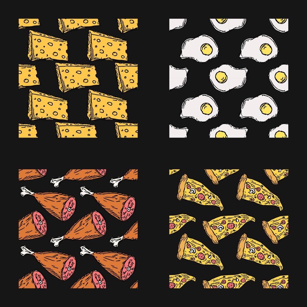 ensemble de différents modèles alimentaires sans soudure. fond de nourriture vecteur doodle