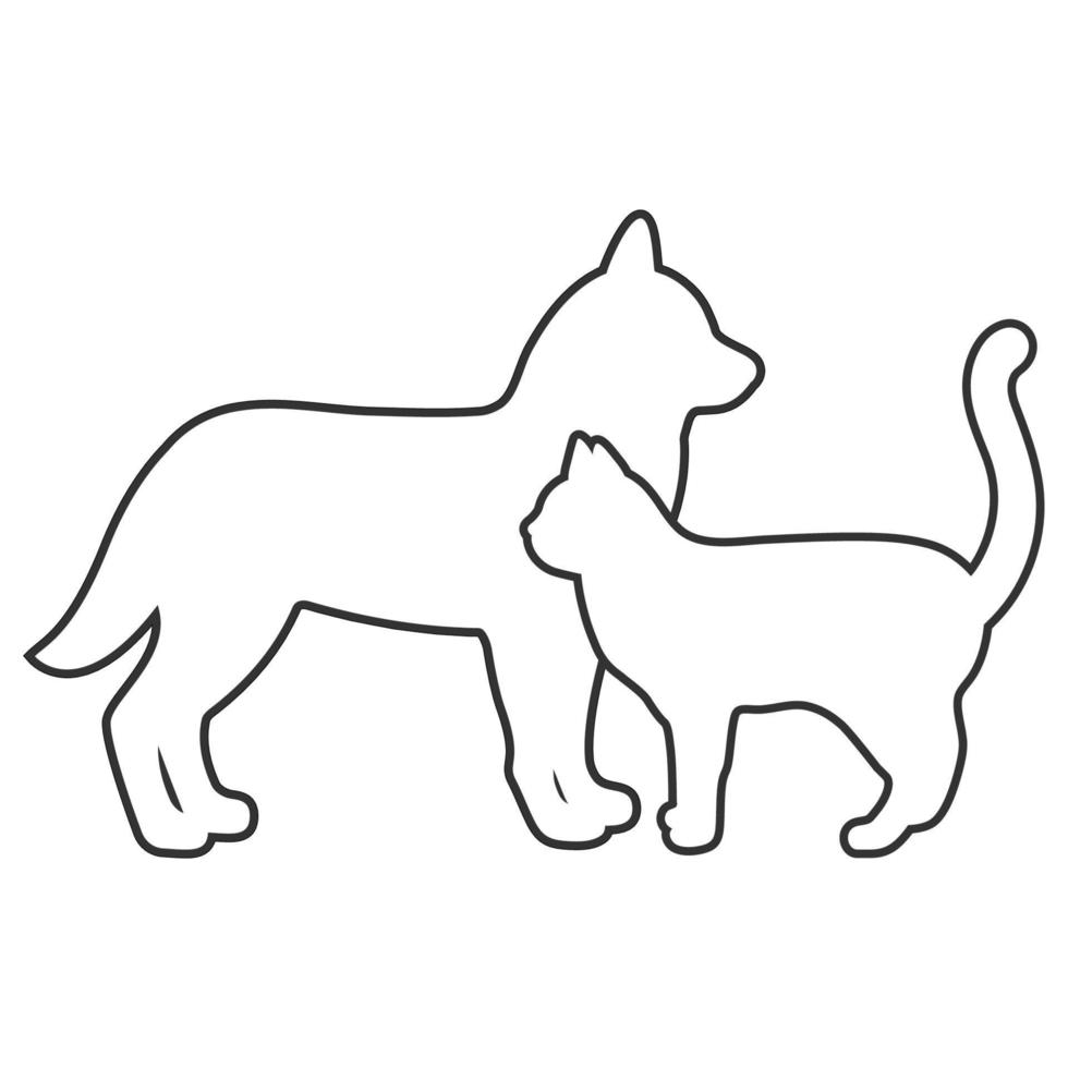 illustration du contour d'un chien et d'un chat sur fond blanc vecteur