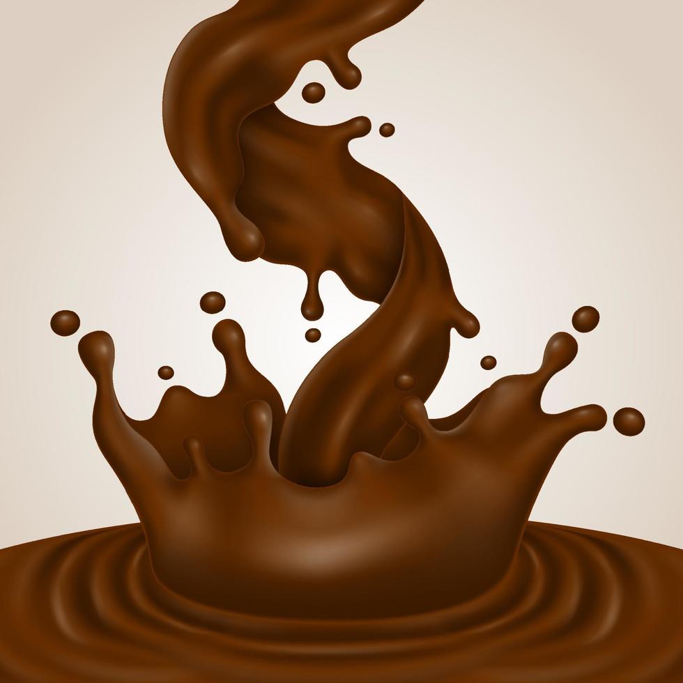 éclaboussures de chocolat réalistes illustrations 3d vecteur