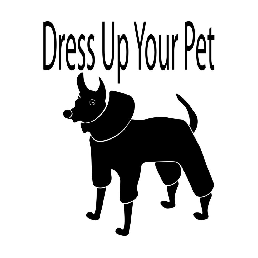 habillez votre journée pour animaux de compagnie, silhouettes de chiens en salopette et inscription thématique vecteur