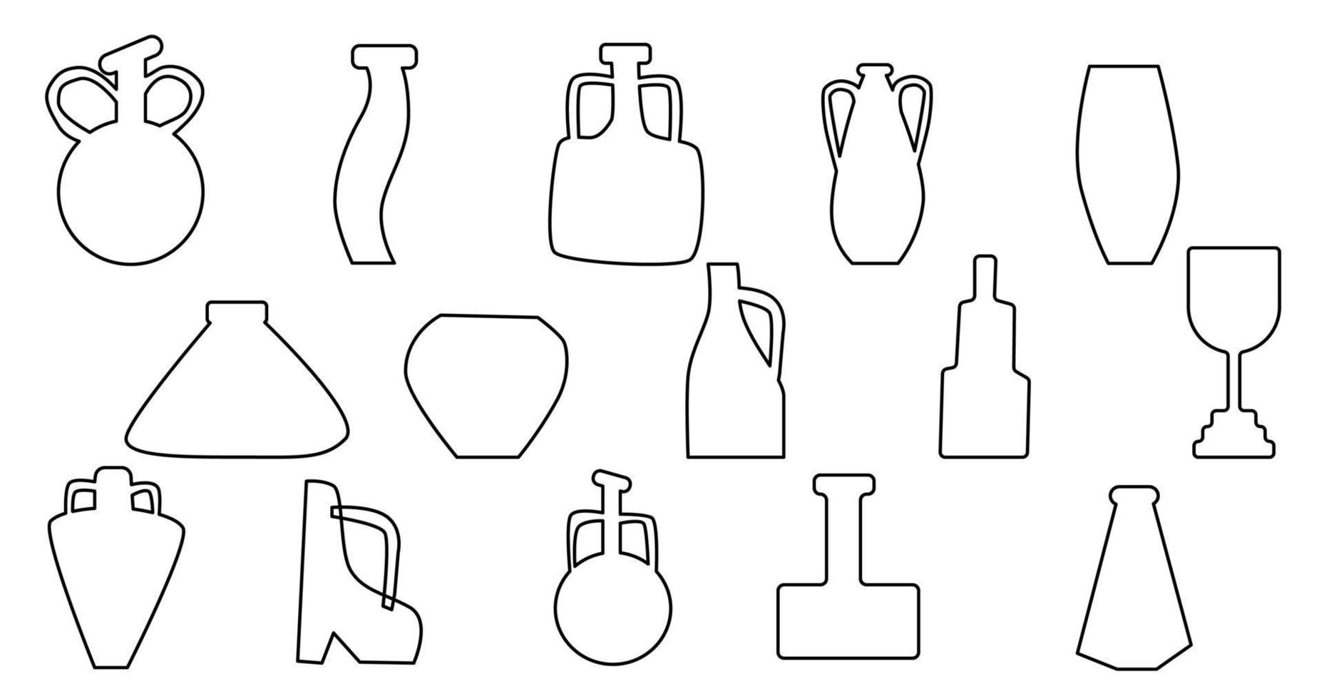 contours vases icônes définies illustration vectorielle isolée vecteur