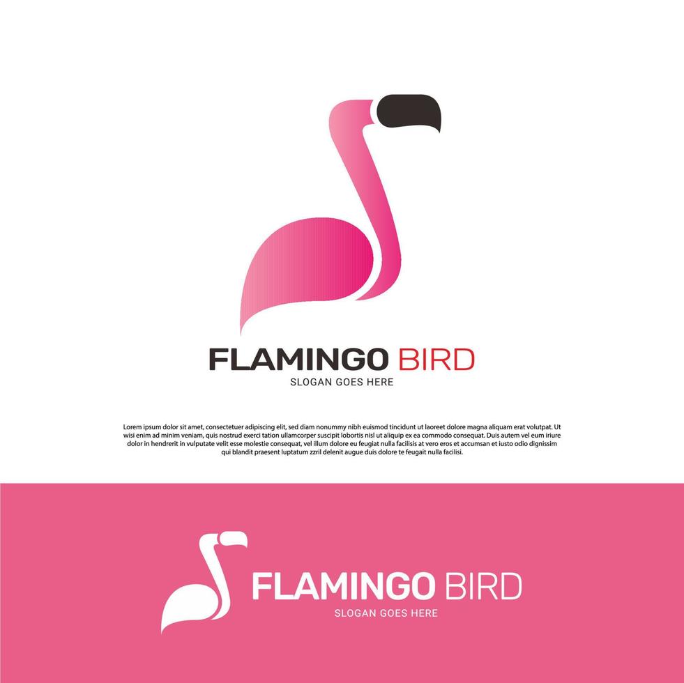 création de modèle de logo oiseau flamant rose vecteur