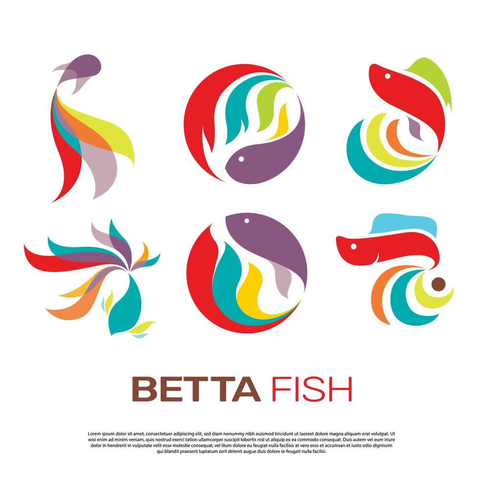ensemble de conception de modèle de logo de poisson betta hobby vecteur