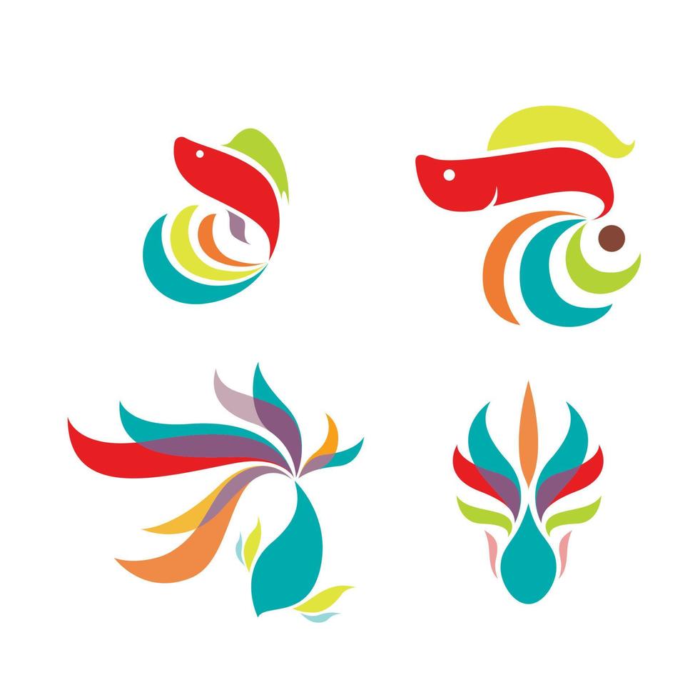 ensemble de conception de modèle de logo de poisson betta hobby vecteur