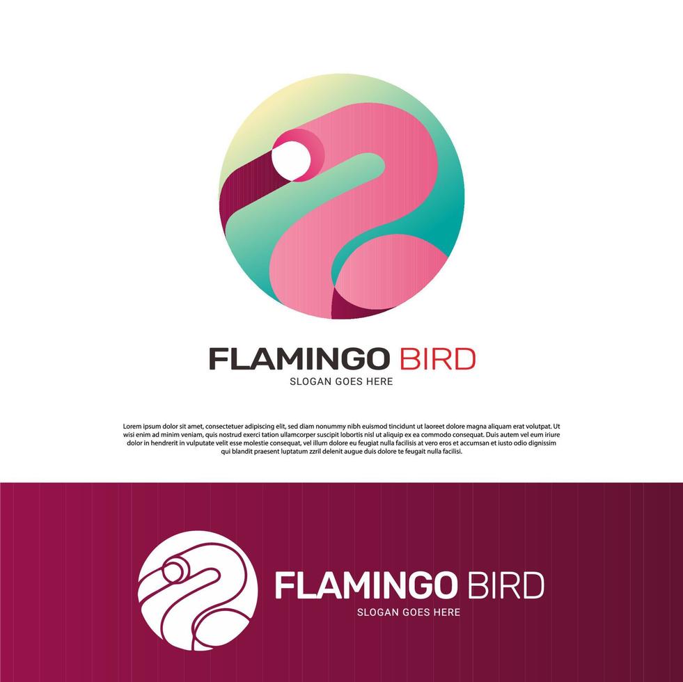 création de modèle de logo oiseau flamant rose vecteur