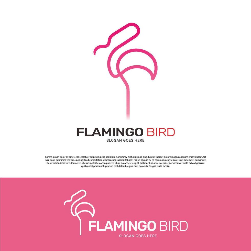 création de modèle de logo oiseau flamant rose vecteur