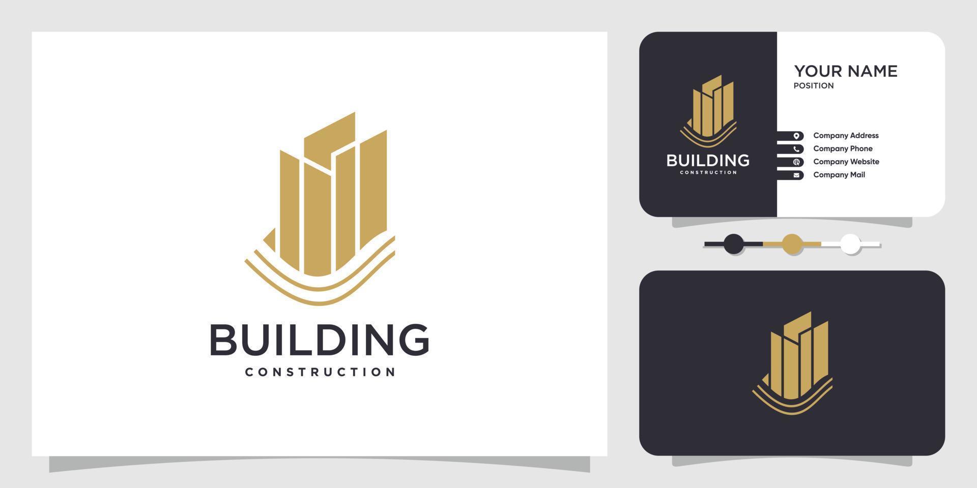 concept de logo de construction avec vecteur premium de style moderne