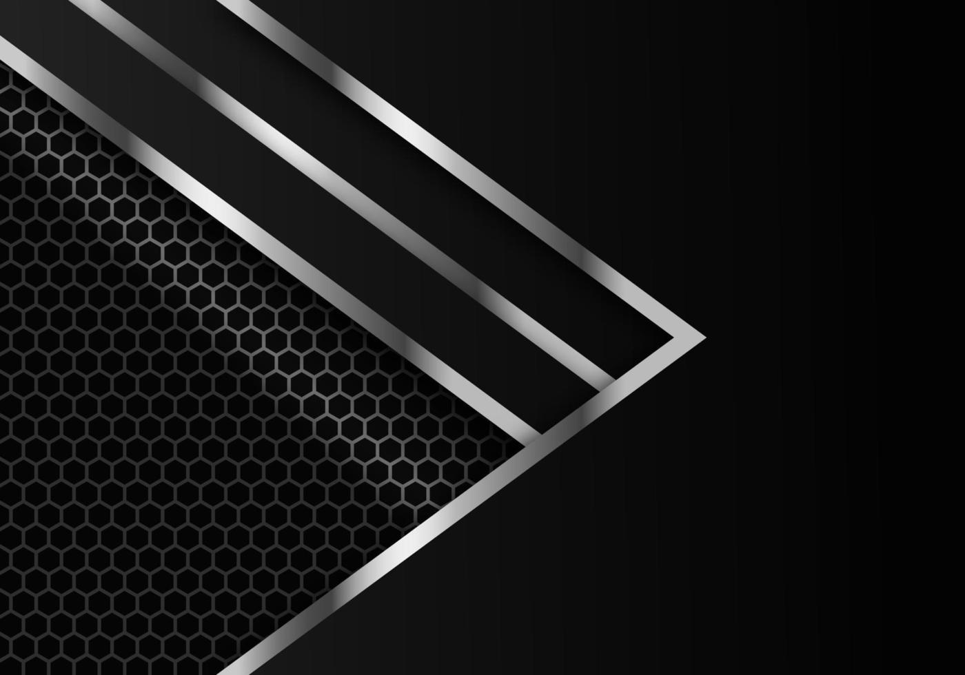 texture abstraite en fibre de carbone sombre et lignes métalliques chrome sur fond de conception de technologie moderne hexagonale métallique vecteur