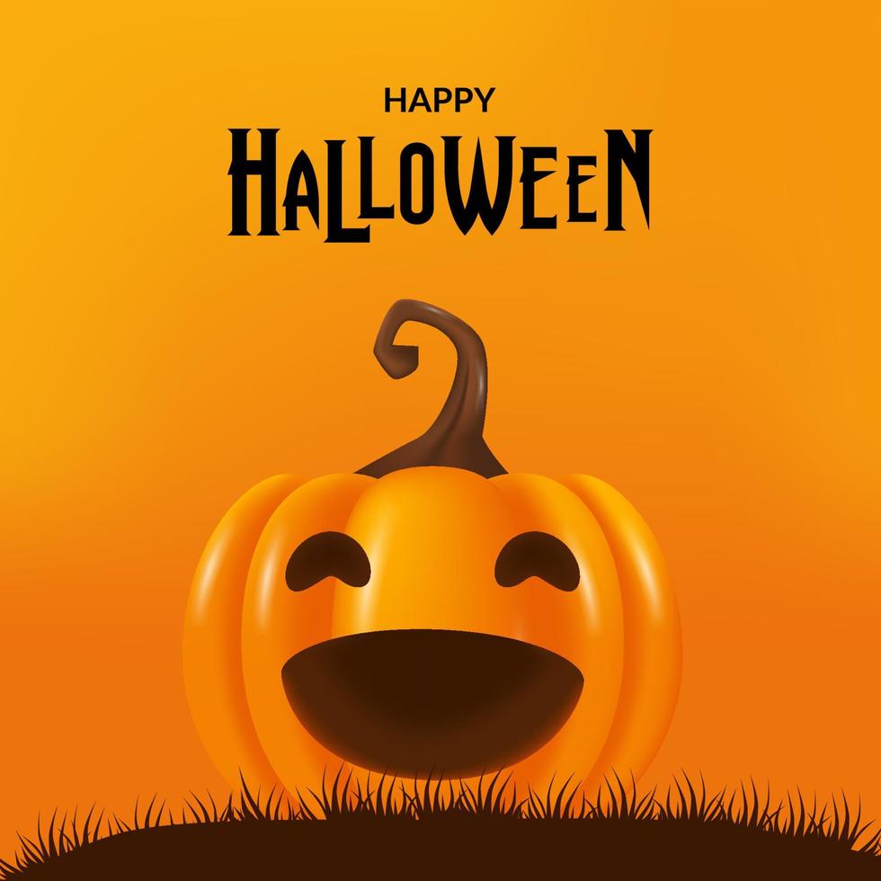 carte de voeux happy halloween party avec 3d citrouille mignonne jack o lantern avec expression de sourire vecteur