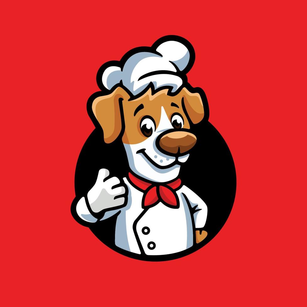 modèle de logo de chef de dessin animé jack russell terrier vecteur