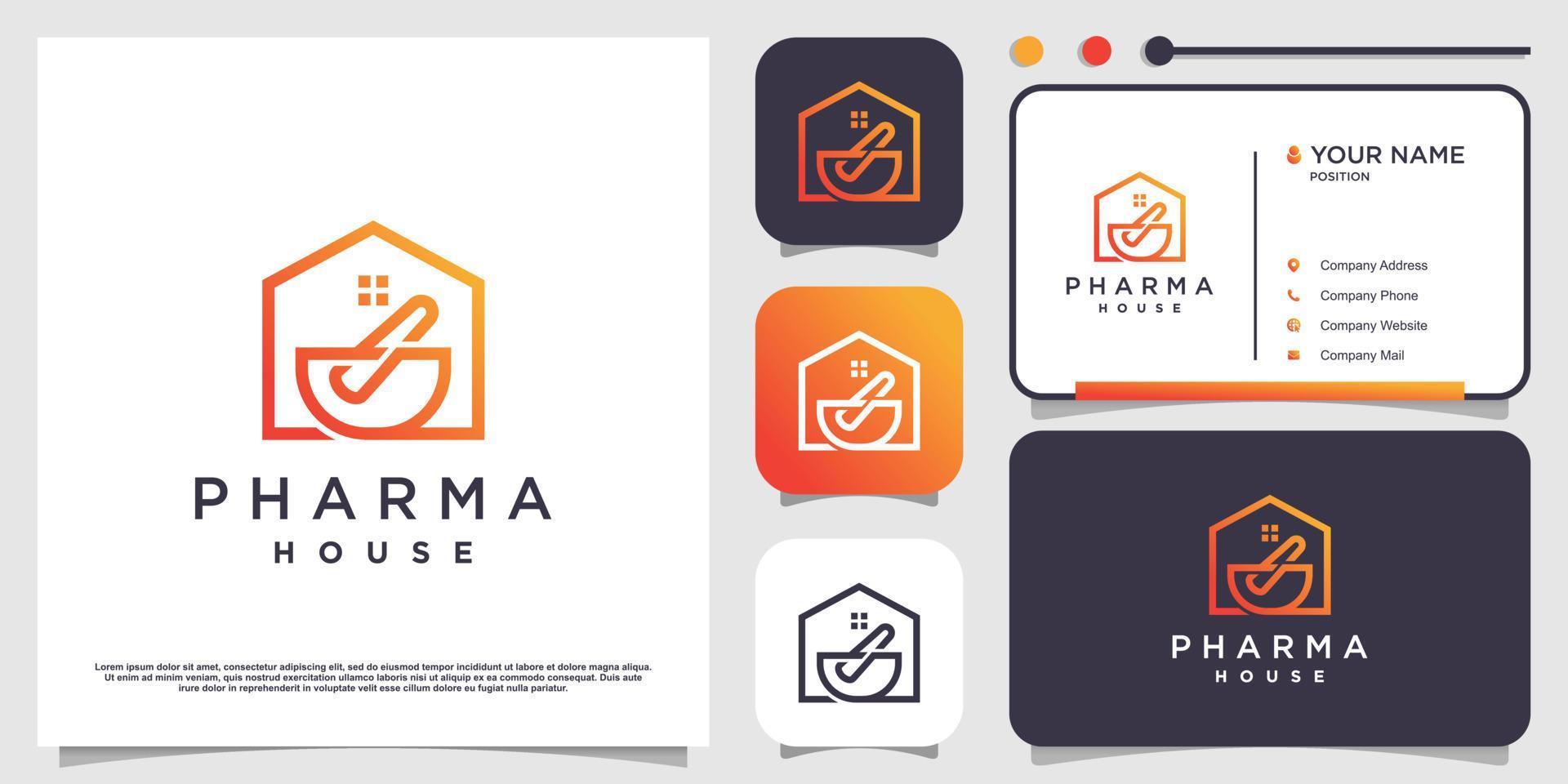 concept de logo de maison avec vecteur premium d'élément de pharmacie traditionnelle