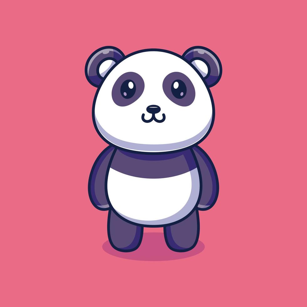 illustration d'icône vectorielle de dessin animé mignon panda debout. nature animale icône concept isolé vecteur premium