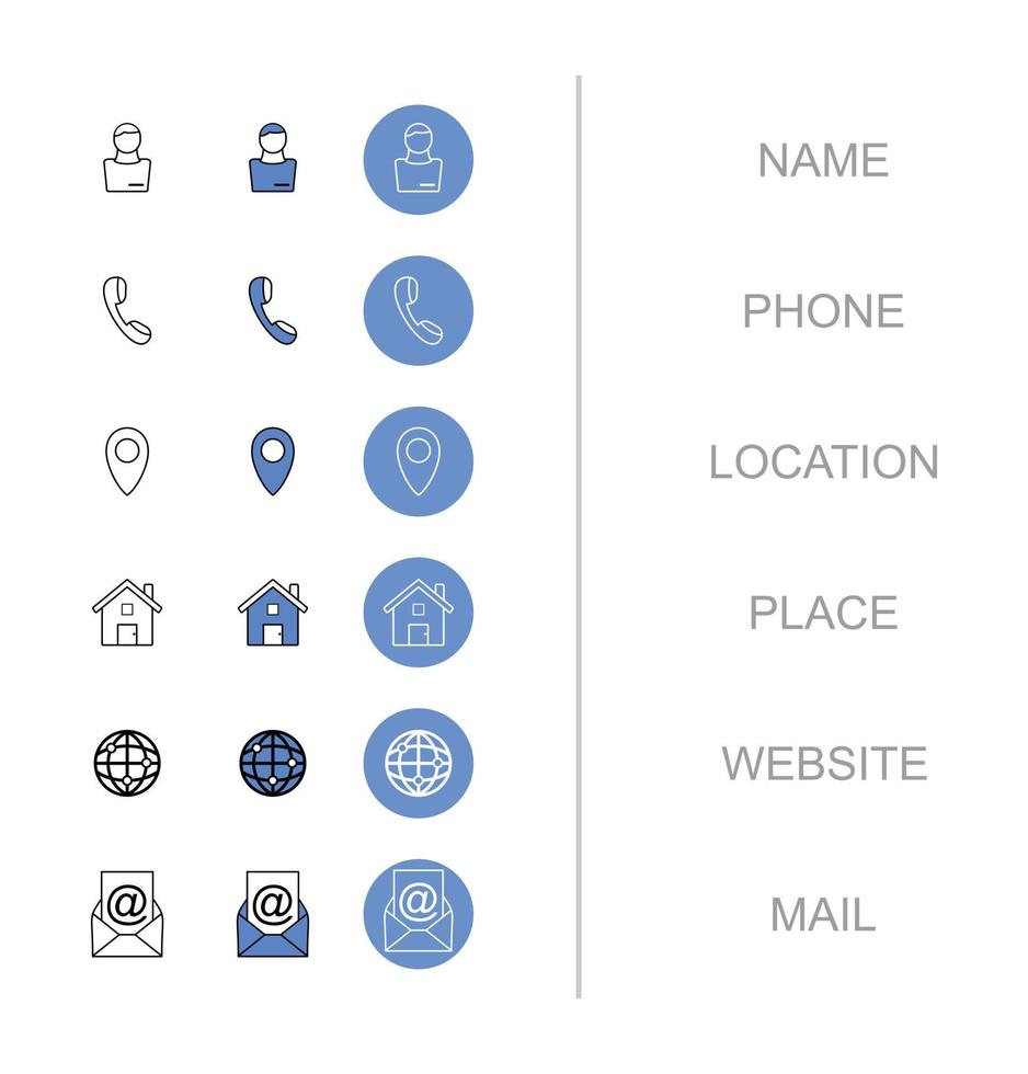 collection d'icônes de carte de visite, concepts de conception graphique modernes vecteur