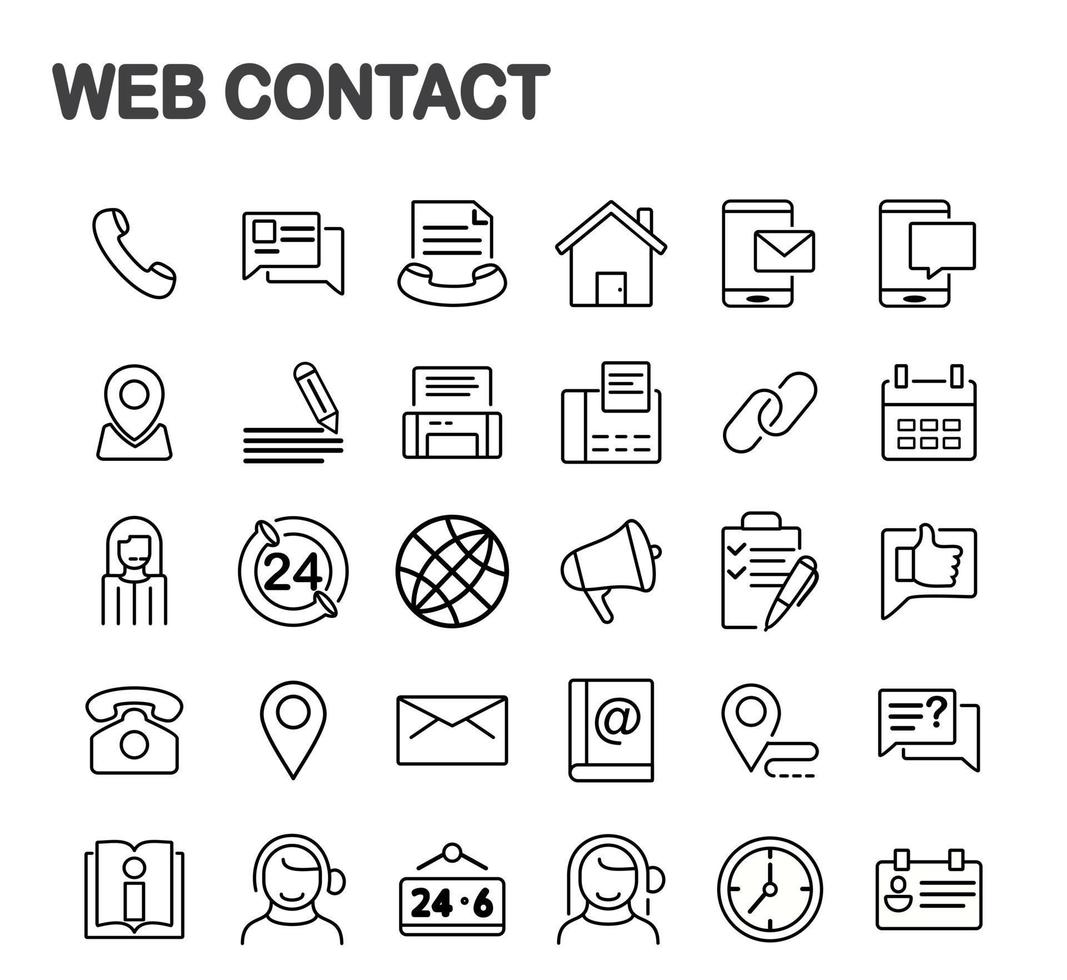 ensemble de collection d'icônes de contact Web. concepts de conception graphique modernes vecteur