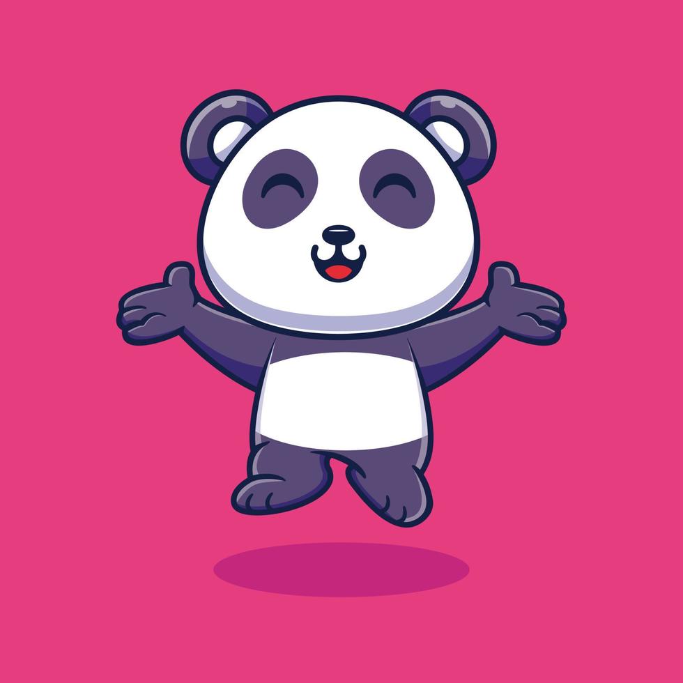 illustration d'icône vectorielle de dessin animé de saut heureux de panda mignon. nature animale icône concept isolé vecteur premium