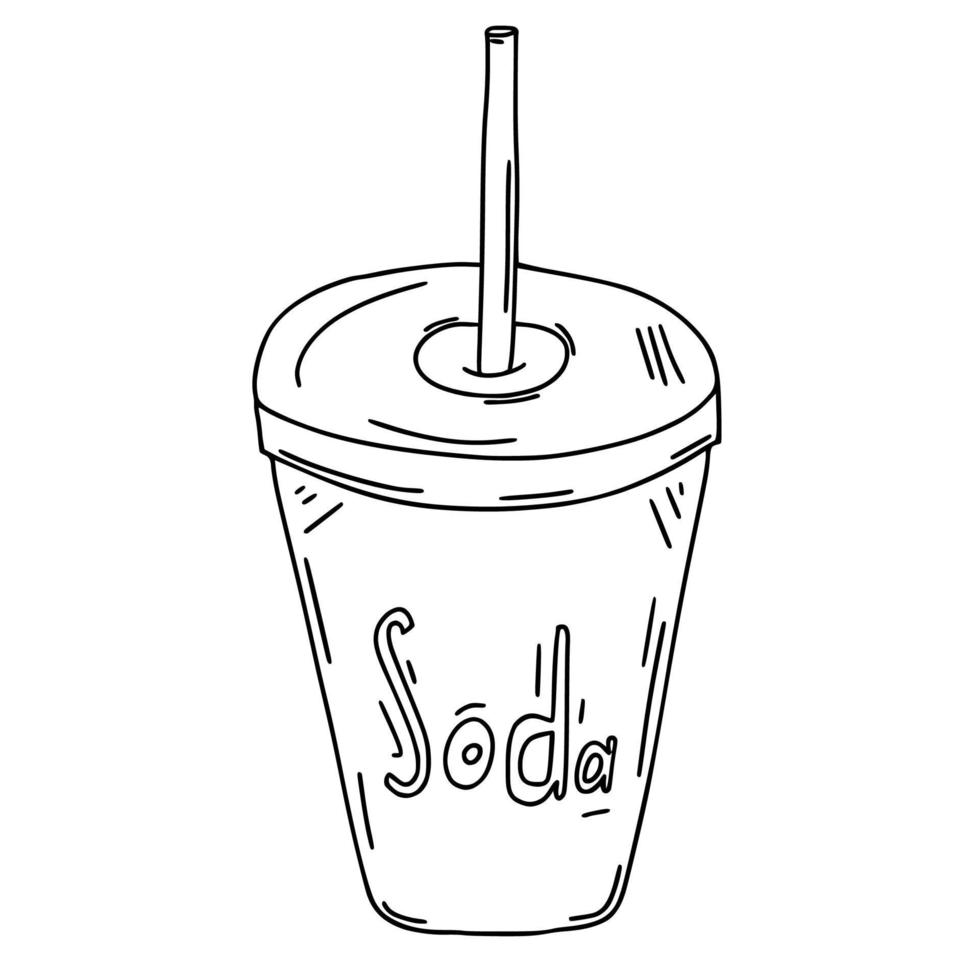 doodle soda dans une tasse en plastique. illustration vectorielle vecteur
