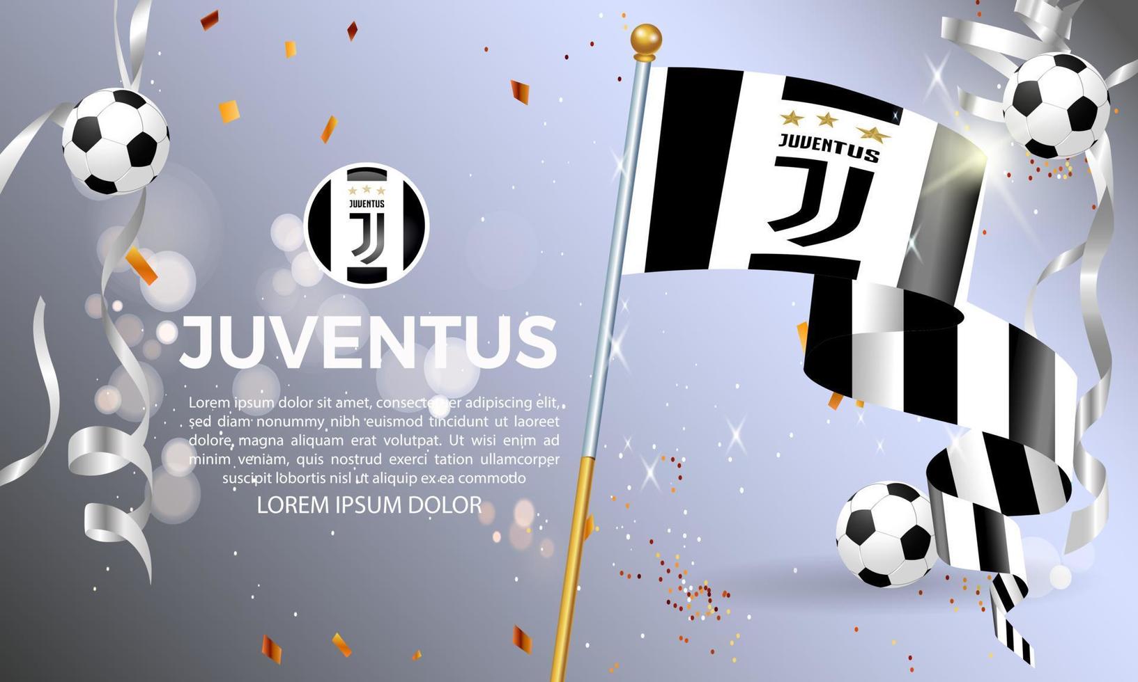 drapeau de l'équipe de football de la juventus. illustration d'affiche de conception vecteur