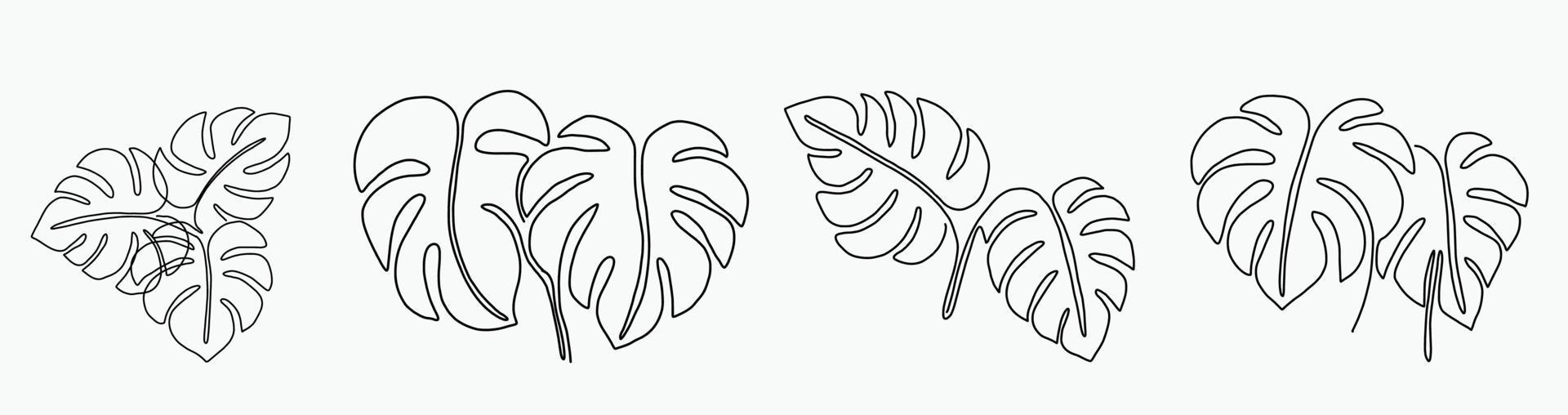 simplicité feuille de monstera dessin au trait continu à main levée design plat. vecteur