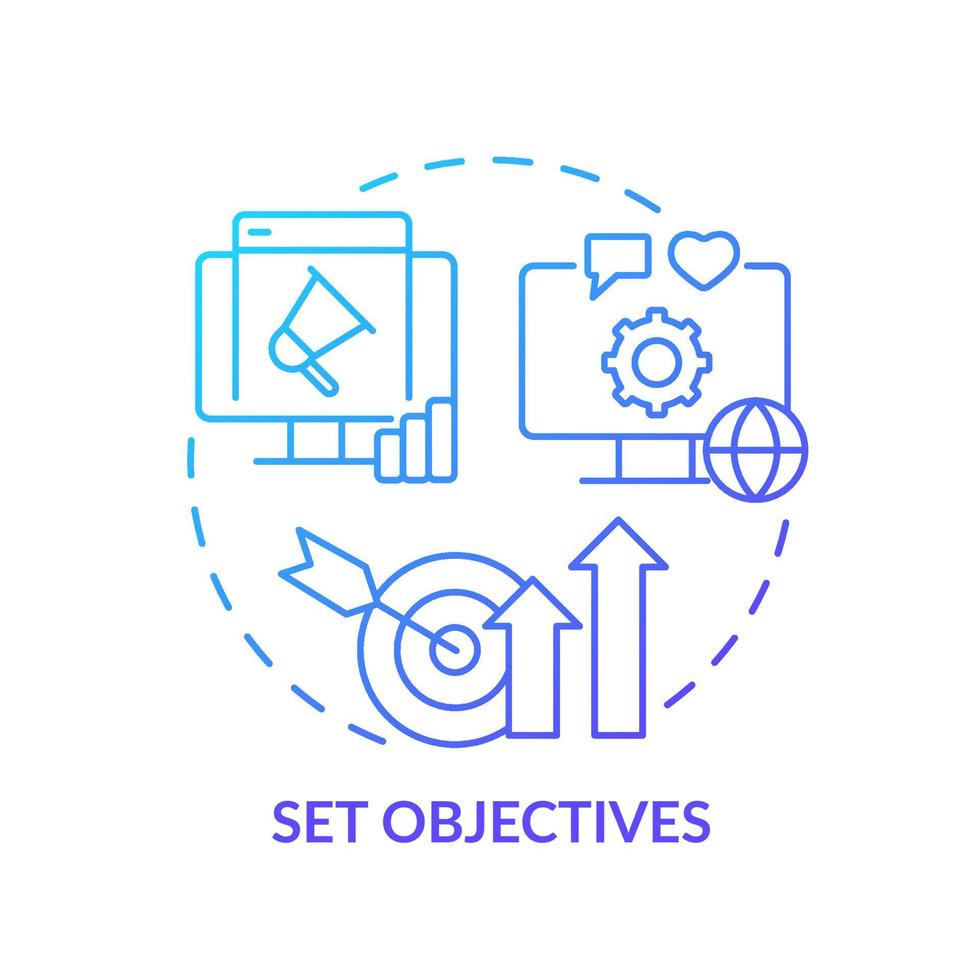 définir des objectifs icône de concept de dégradé bleu. se concentrer sur des objectifs commerciaux importants. embauche pr cabinet idée abstraite illustration ligne mince. dessin de contour isolé. vecteur
