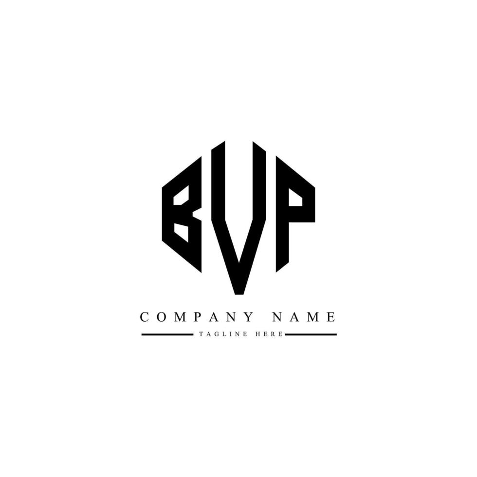 création de logo de lettre bvp avec forme de polygone. création de logo en forme de polygone et de cube bvp. modèle de logo vectoriel hexagonal bvp couleurs blanches et noires. monogramme bvp, logo commercial et immobilier.