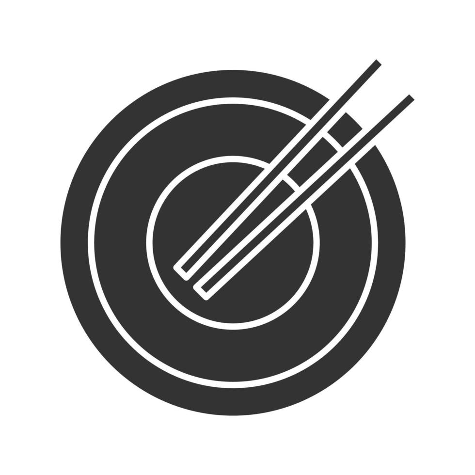 icône de glyphe de baguettes. bâtonnets à sushis. symbole de la silhouette. espace négatif. illustration vectorielle isolée vecteur