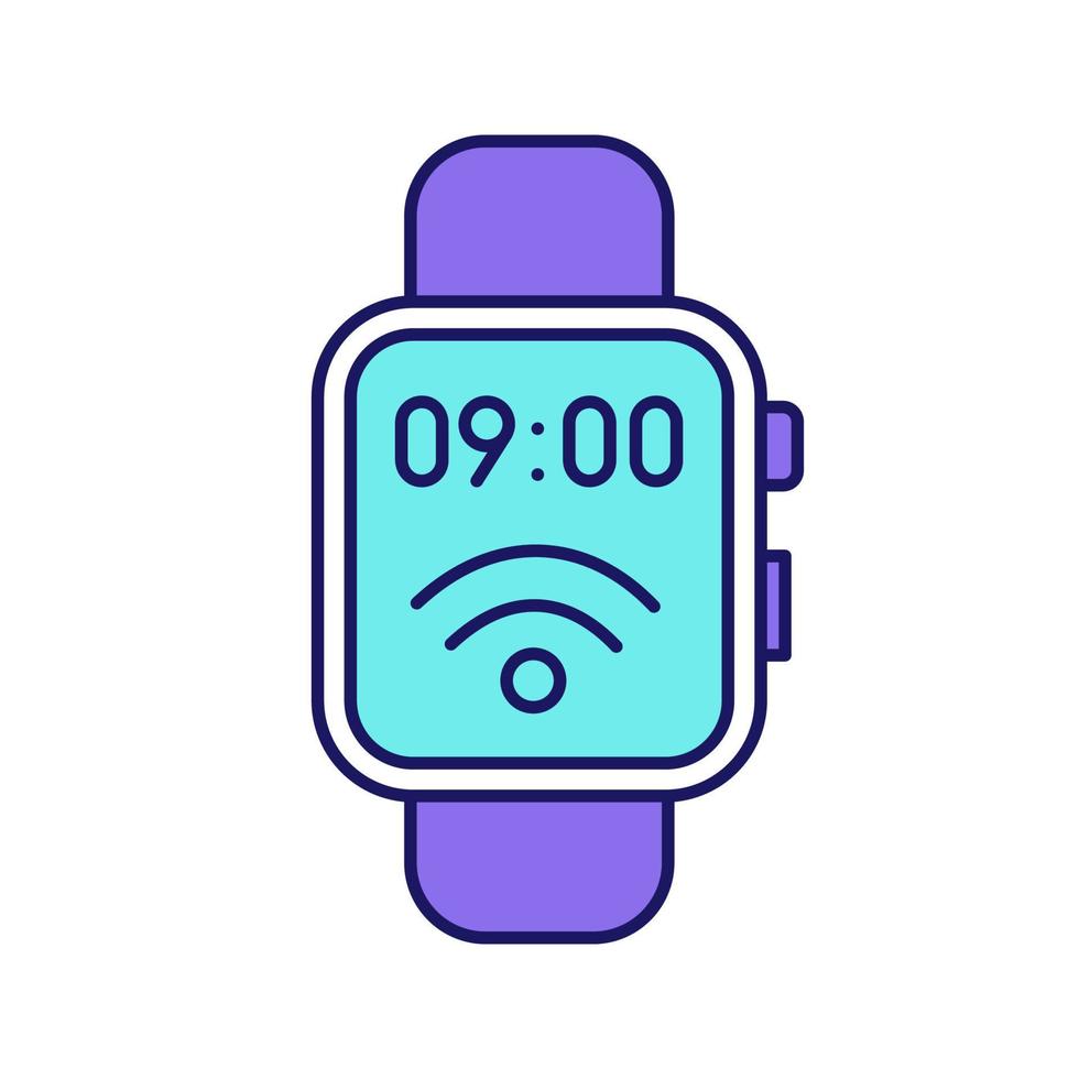 icône de couleur nfc smartwatch. communication en champ proche. montre-bracelet intelligente. technologie sans contact. illustration vectorielle isolée vecteur