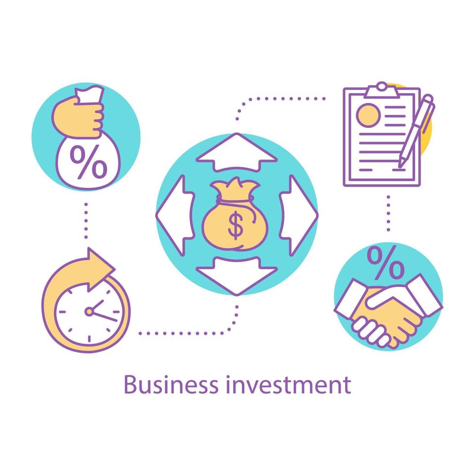 icône de concept d'investissement commercial. illustration de la ligne mince de l'idée bancaire. service financier. économie d'argent. dessin de contour isolé de vecteur