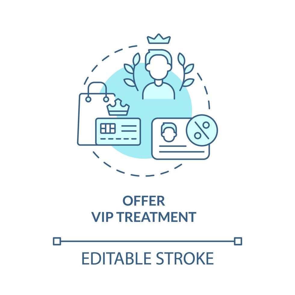 offrir une icône de concept turquoise de traitement vip. illustration de fine ligne d'idée abstraite d'adhésion exclusive. dessin de contour isolé. trait modifiable vecteur