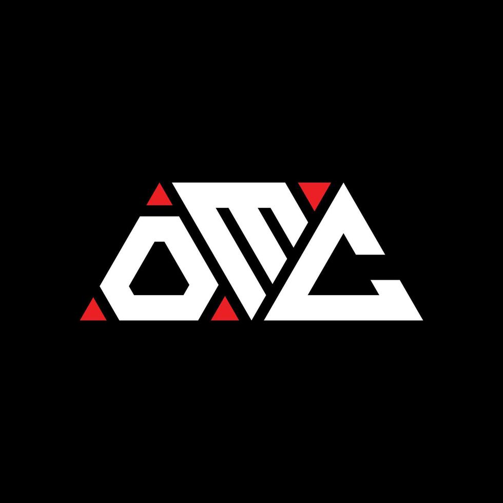 création de logo de lettre triangle omc avec forme de triangle. monogramme de conception de logo triangle omc. modèle de logo vectoriel triangle omc avec couleur rouge. logo triangulaire omc logo simple, élégant et luxueux. moc