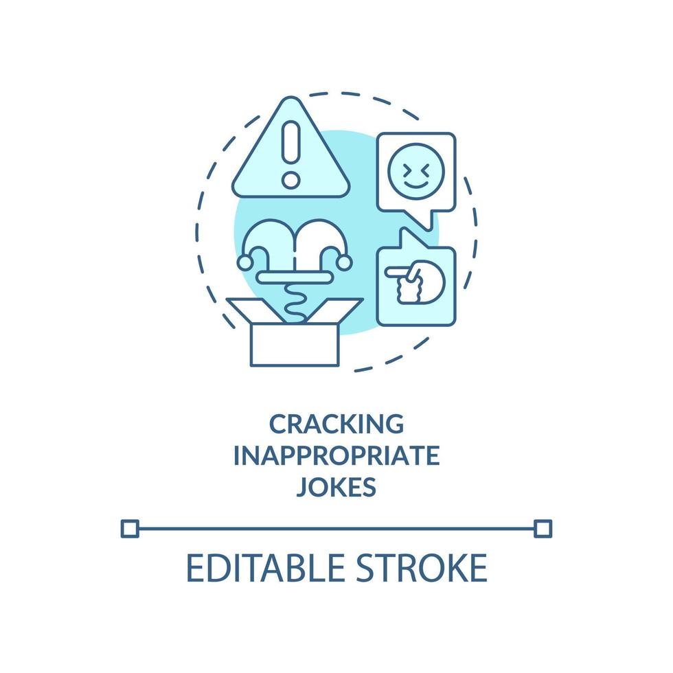 craquer des blagues inappropriées icône de concept turquoise. étiquette d'affaires idée abstraite illustration de ligne mince. dessin de contour isolé. trait modifiable. vecteur