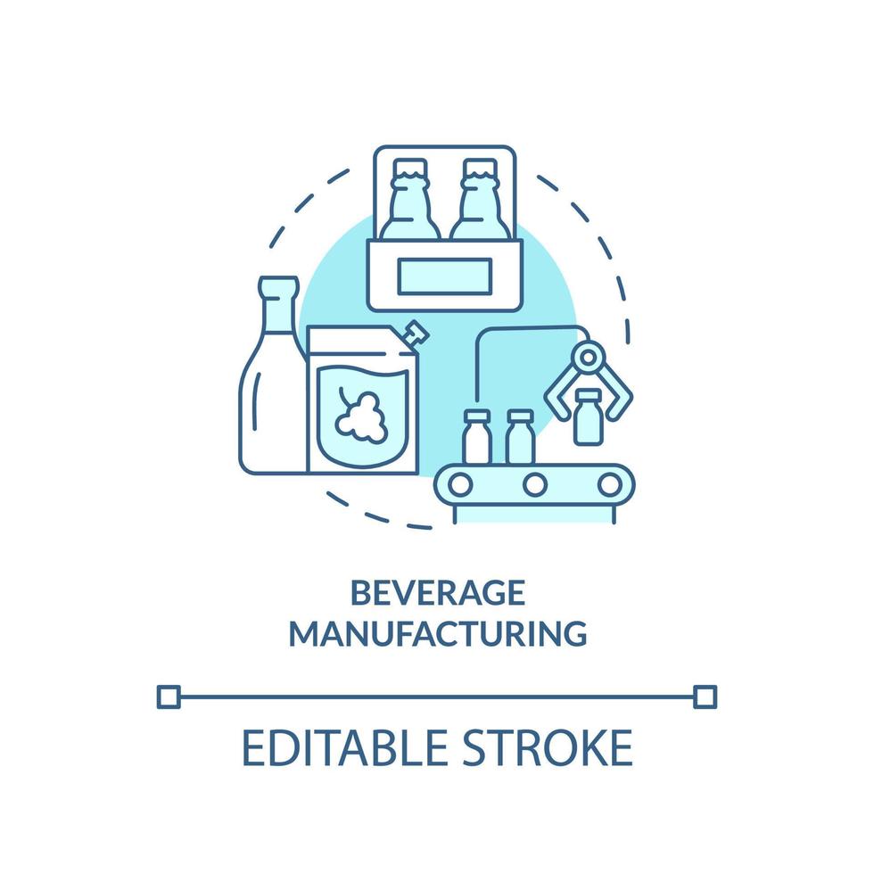icône de concept turquoise de fabrication de boissons. boissons non alcoolisées. illustration de fine ligne d'idée abstraite de sous-secteur d'affaires. dessin de contour isolé. trait modifiable. vecteur