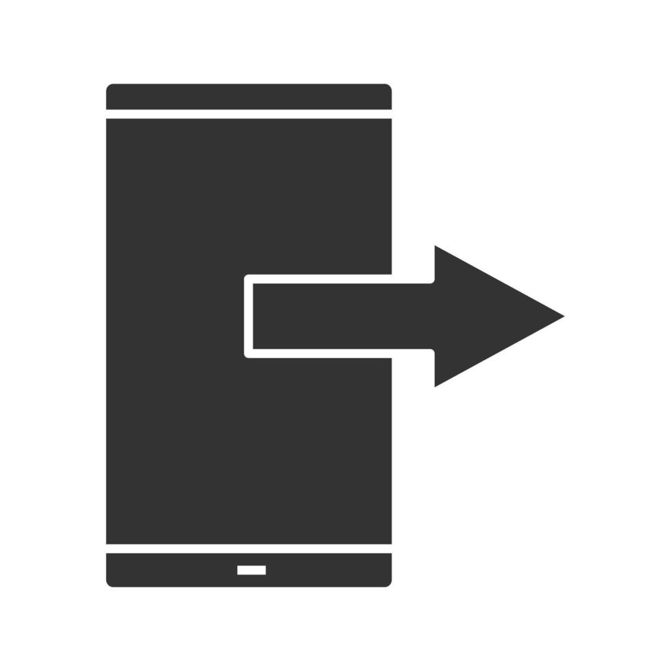 icône de glyphe de transfert de données mobiles. appel ou message sortant. téléphone intelligent. symbole de la silhouette. espace négatif. illustration vectorielle isolée vecteur