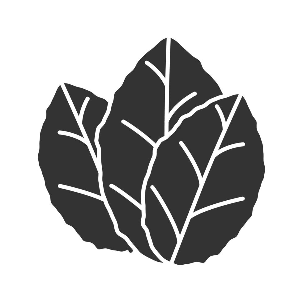 icône de glyphe de feuilles de tabac. menthe. symbole de la silhouette. espace négatif. illustration vectorielle isolée vecteur