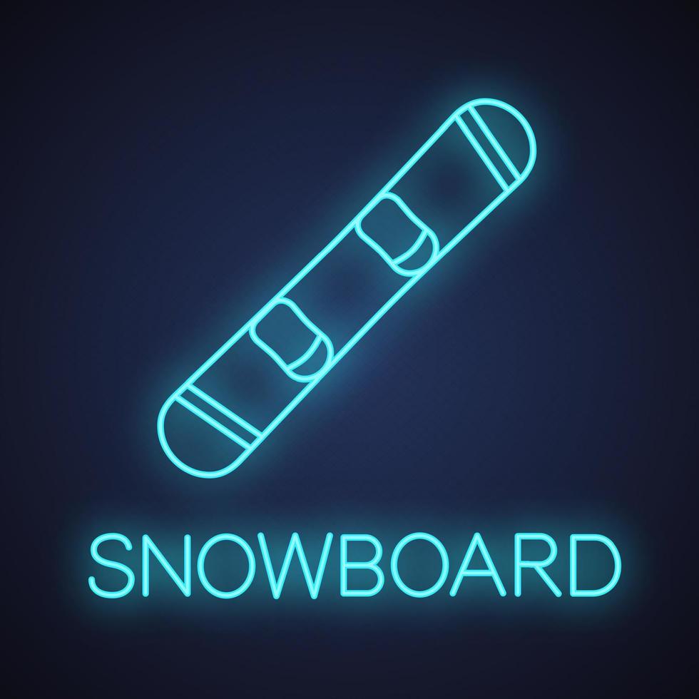icône de néon de snowboard. signe lumineux. illustration vectorielle isolée vecteur