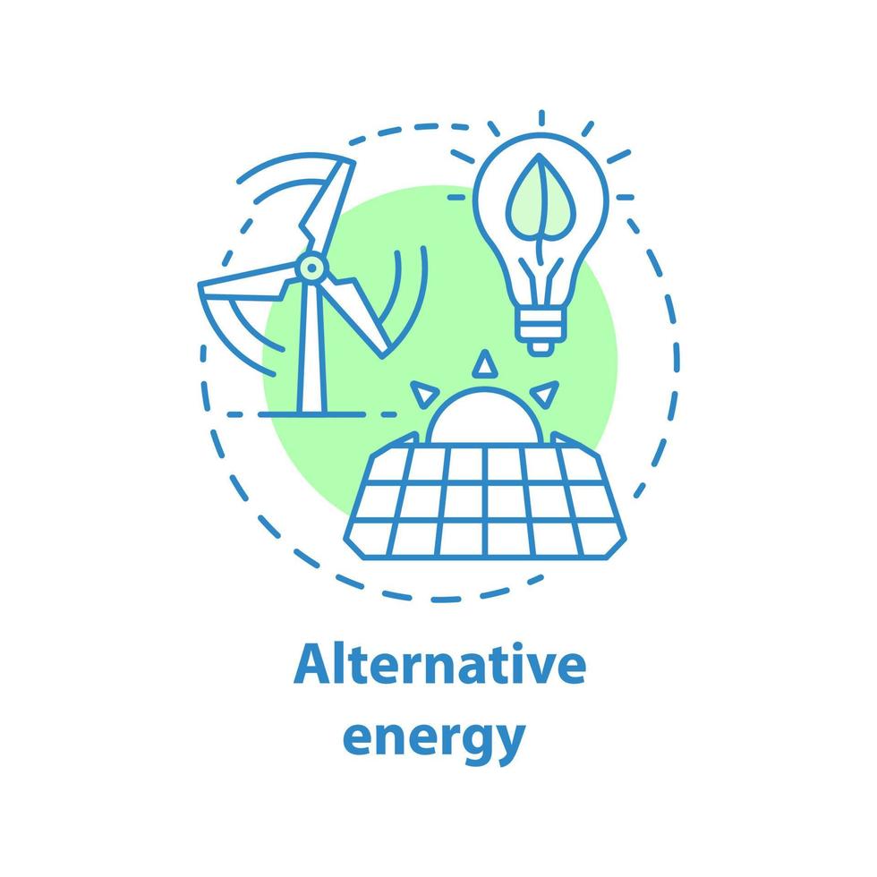 icône de concept d'énergie alternative. idée de système électrique éolien et solaire. illustration de la ligne mince. production d'électricité écologique. dessin de contour isolé de vecteur