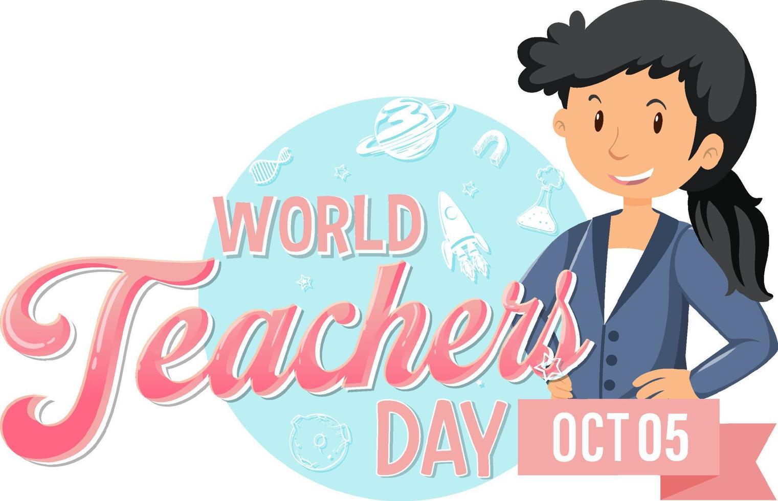conception de bannière de logo de la journée mondiale des enseignants vecteur