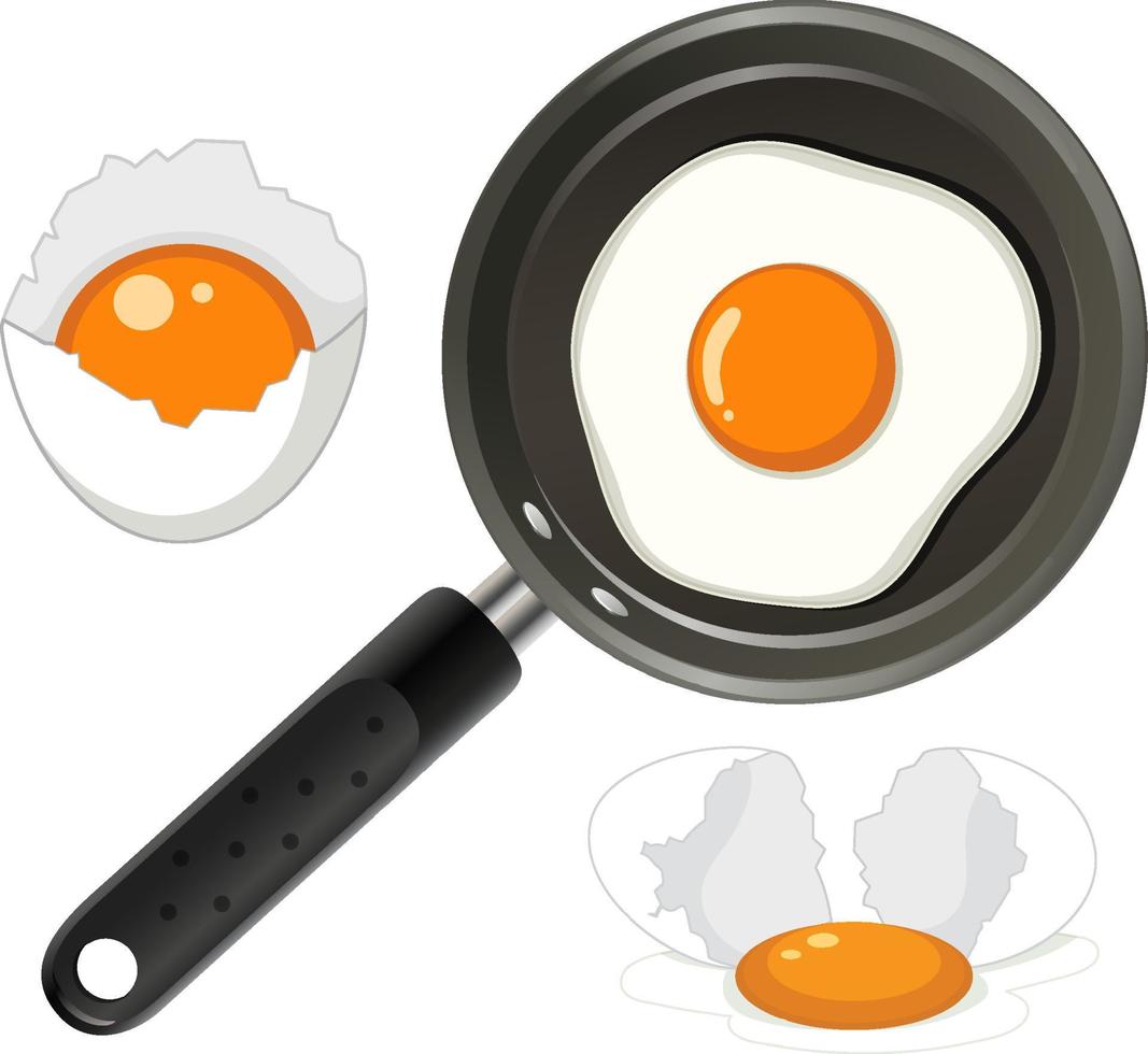 Oeuf frit sur pan isolé vecteur