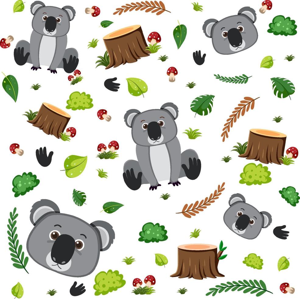 modèle sans couture animal mignon koala vecteur