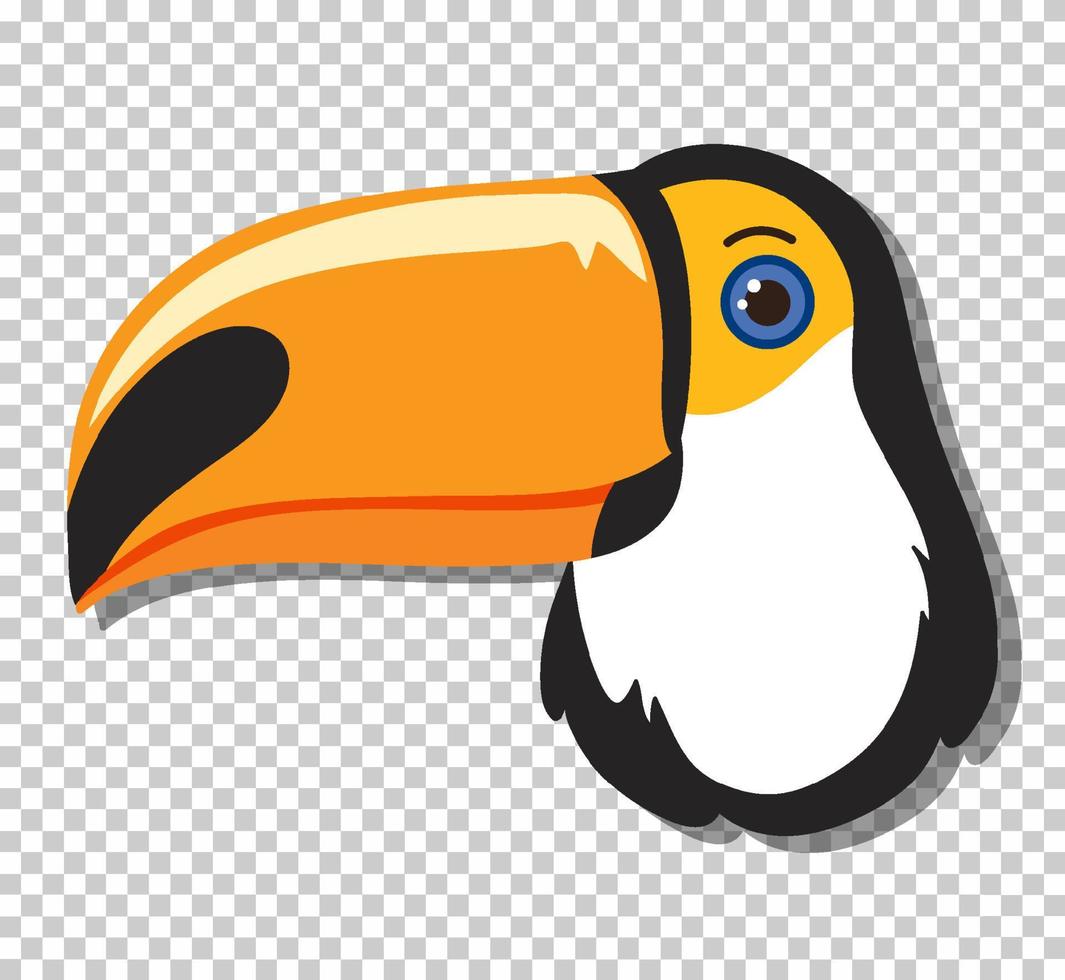 tête de toucan mignon en style cartoon plat vecteur