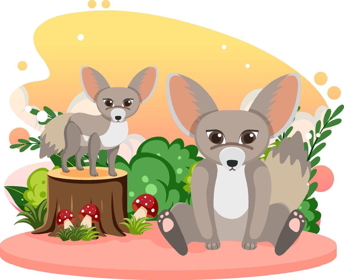 mignon renard fennec en style cartoon plat vecteur