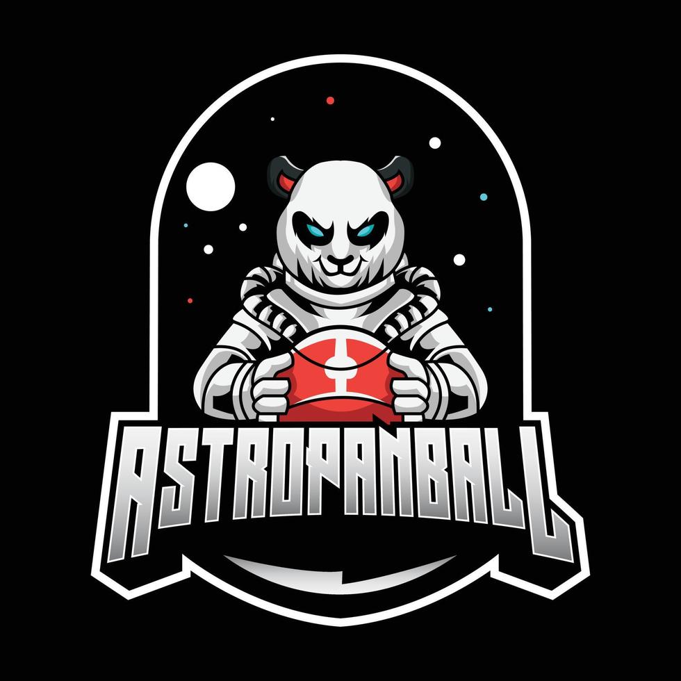 création de logo de mascotte de vecteur d'astronaute de panda.