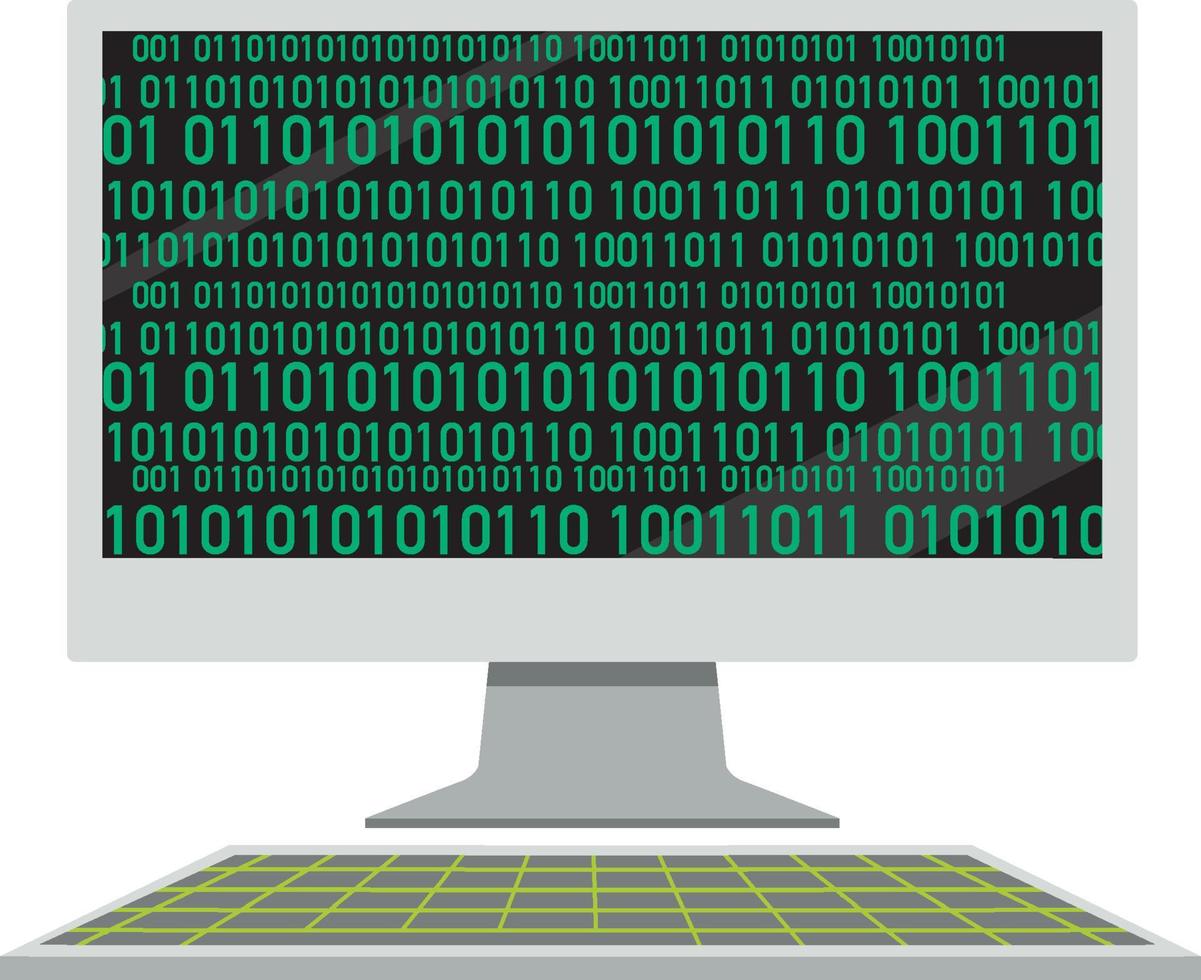 ordinateur avec écran de code binaire vecteur